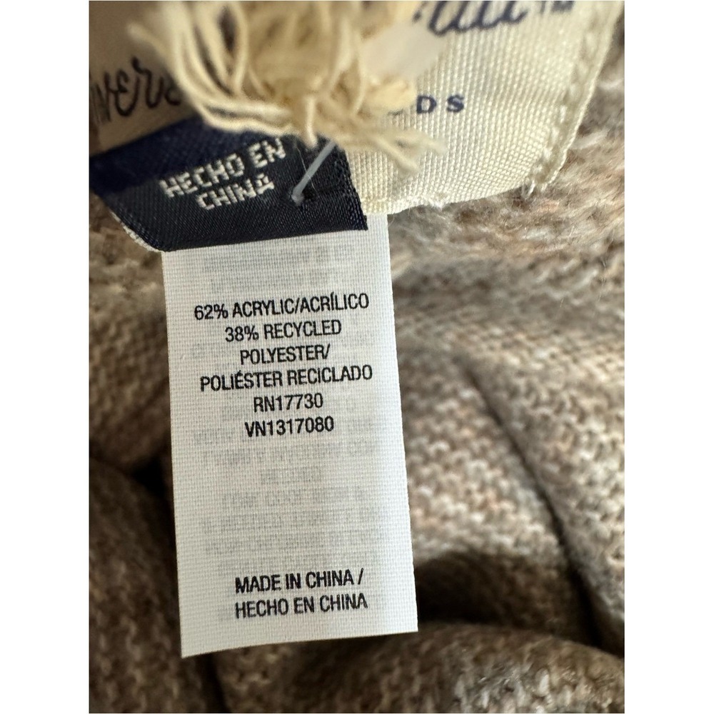 Womens Oversized Knit Poncho OS Layers Neutral Coastal Fisherman Slouchy New - Picture 6 of 7